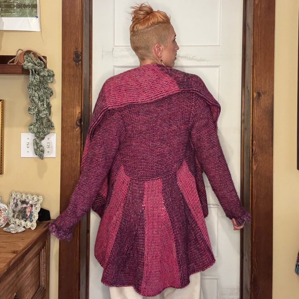 Hand-knit Pink & Purple Peruvian Alpaca Wrap Sweater